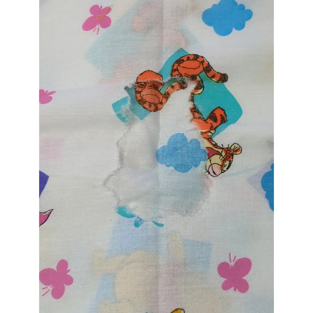 Vintage Winnie the Pooh squares butterflies Fabric piece part of sheet? 41x72 +